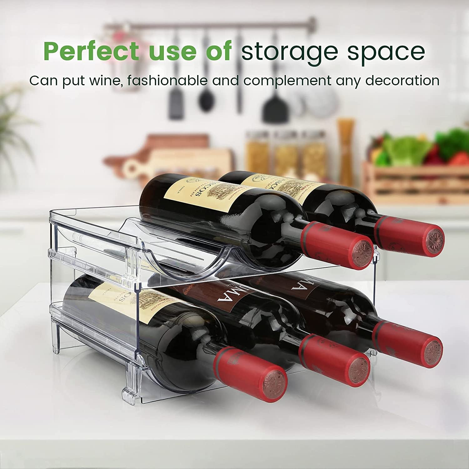 Water Bottle Storage Organizer Set - Stackable Cabinet Racks for Efficient Water Bottle Management (2 Packs)