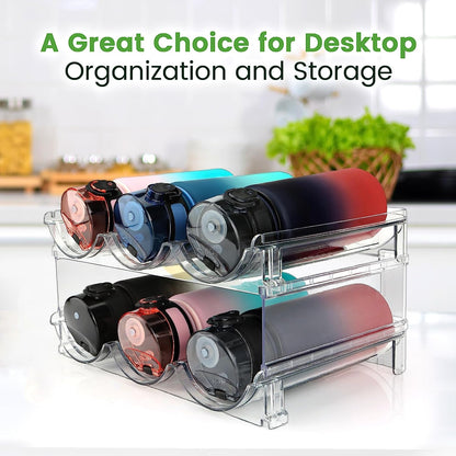 Water Bottle Storage Organizer Set - Stackable Cabinet Racks for Efficient Water Bottle Management (2 Packs)