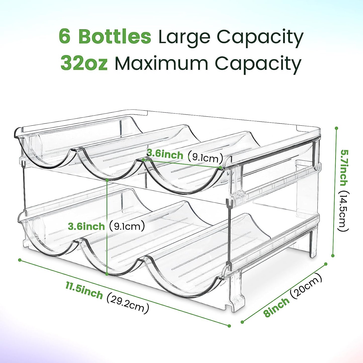 Water Bottle Storage Organizer Set - Stackable Cabinet Racks for Efficient Water Bottle Management (2 Packs)