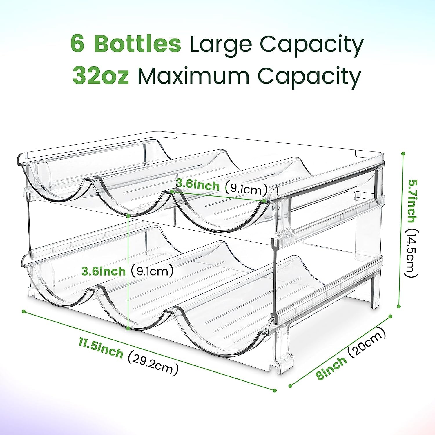 Water Bottle Storage Organizer Set - Stackable Cabinet Racks for Efficient Water Bottle Management (2 Packs)